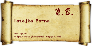 Matejka Barna névjegykártya